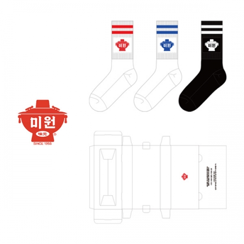 미원_MIWON의 남, 여 패션 장목양말 3족 선물세트 제작사례.