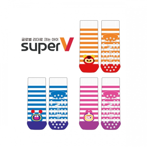 (주)그로비교육_슈퍼브이(superV)의 패션 아동 논슬립 발목양말 제작사례
